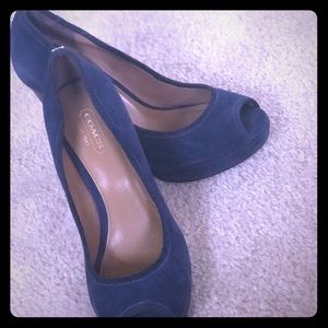 Coach Peep Toe Suede Pump